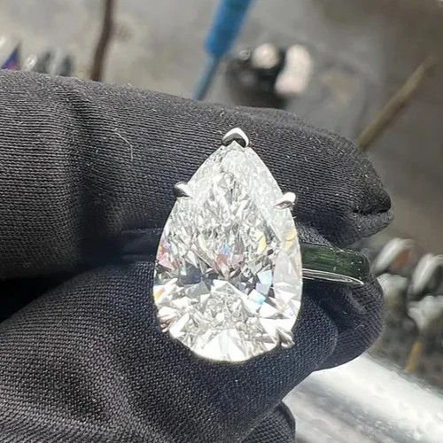 5.0Ct Pear-Cut EF/VS1 Lab Grown Diamond Solitaire Wedding Ring 14K White Gold