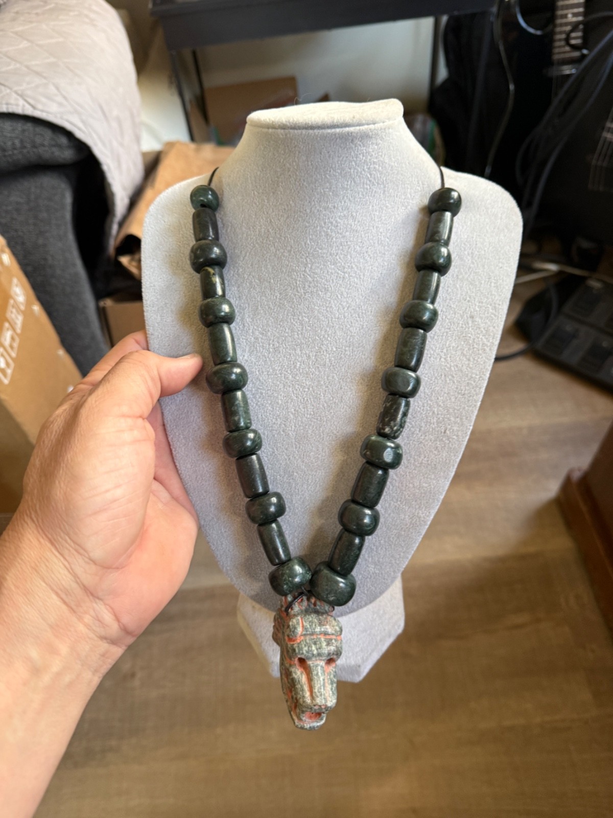Serpentine Quetzalcoatl Feathered Serpent Necklace, Kukulkan Mayan Plumed #41