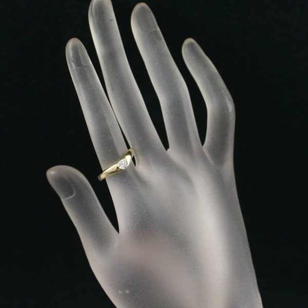 Auth Tiffany&Co. Ring Diamond Curved Band US6-6.25 18K 750 Yellow Gold