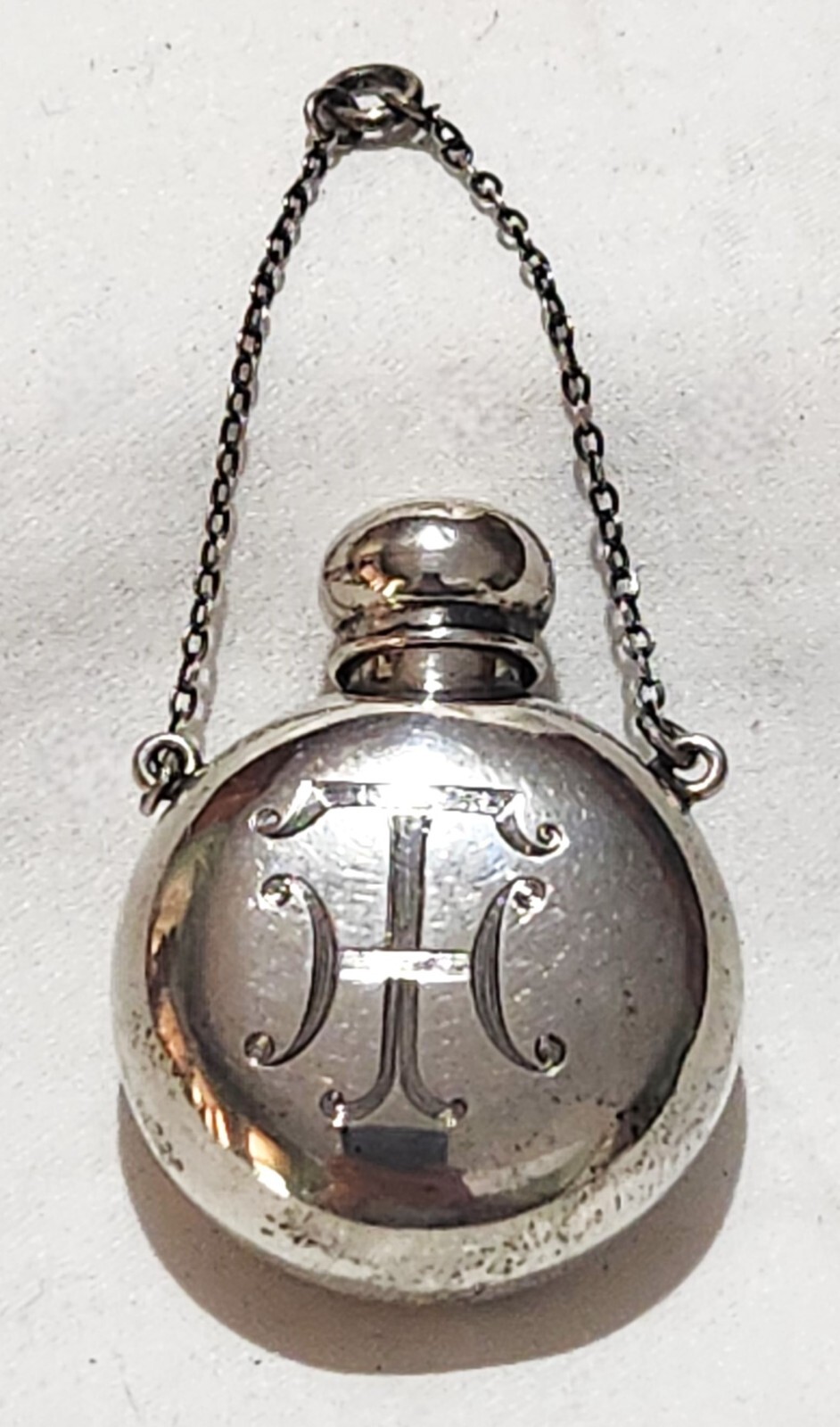 Theodore Foster & Bro F & B Sterling Silver Chatelaine Perfume Flask Pendant