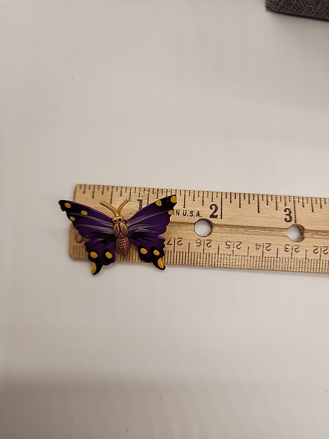 Vintage 1970’s Purple Yellow Enamel Butterfly Korea Signed
