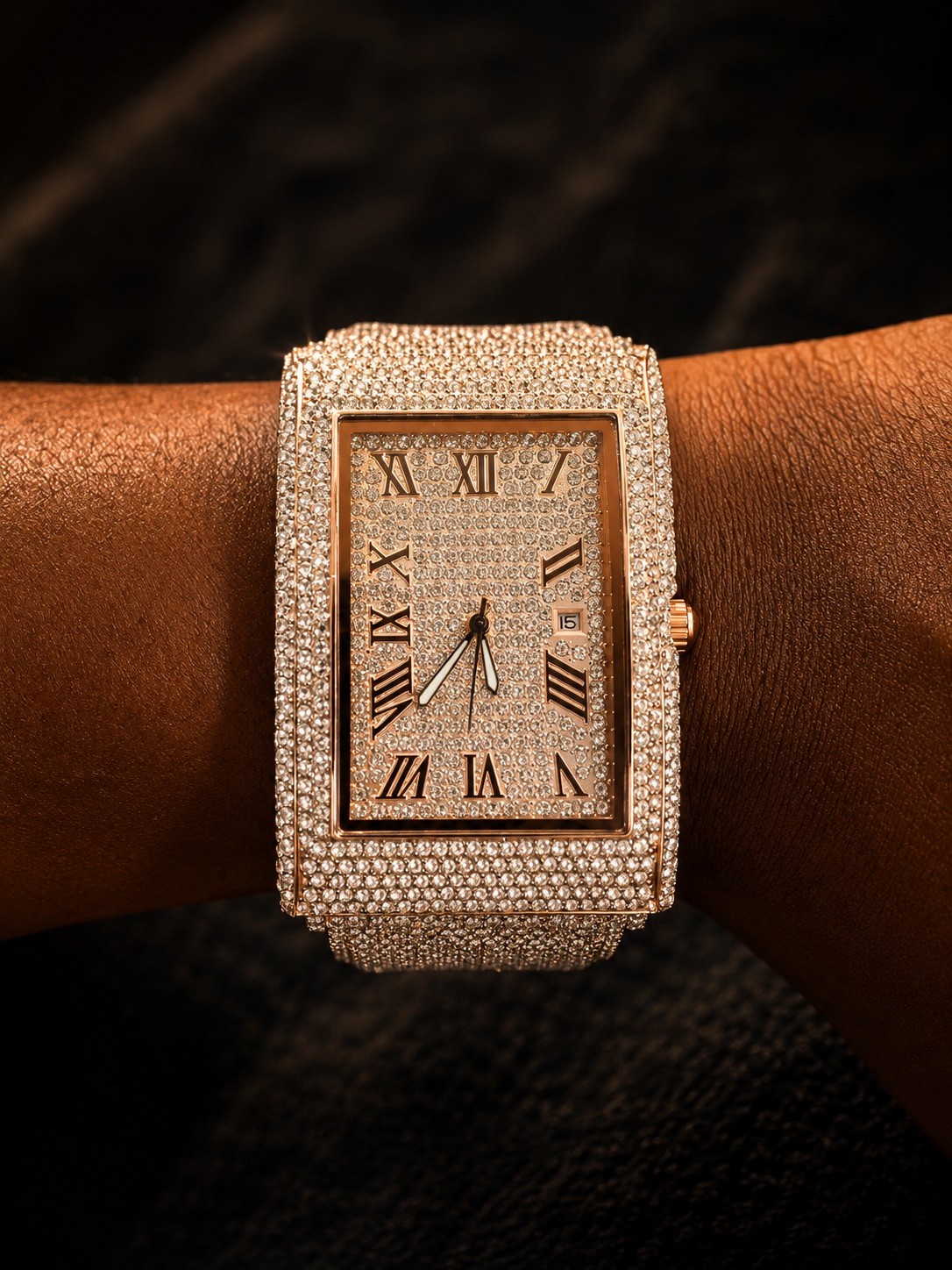 Iced out watch Rose gold