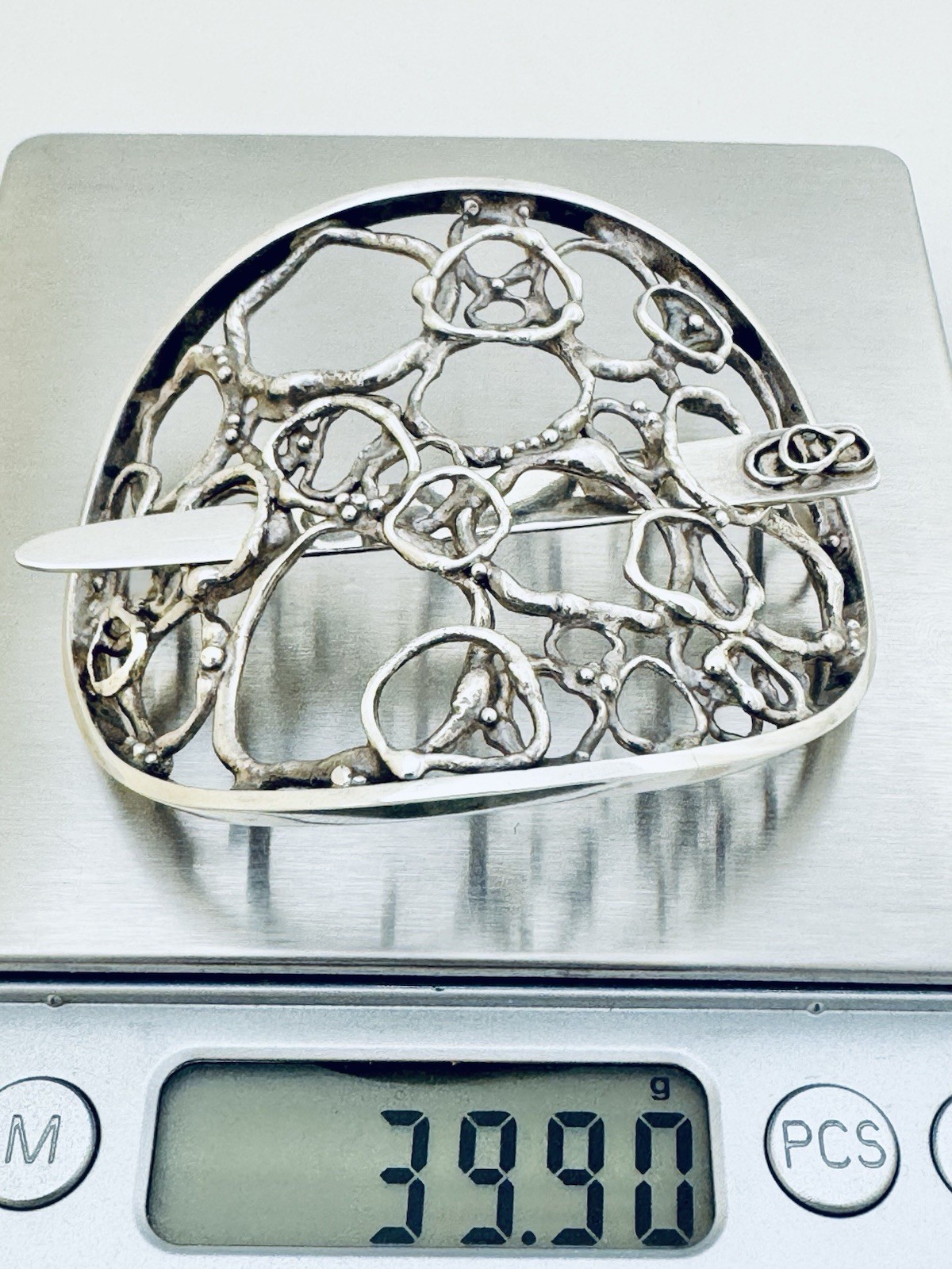 Jane Watling Lacock Solid Sterling Silver Hair Clip London 1986