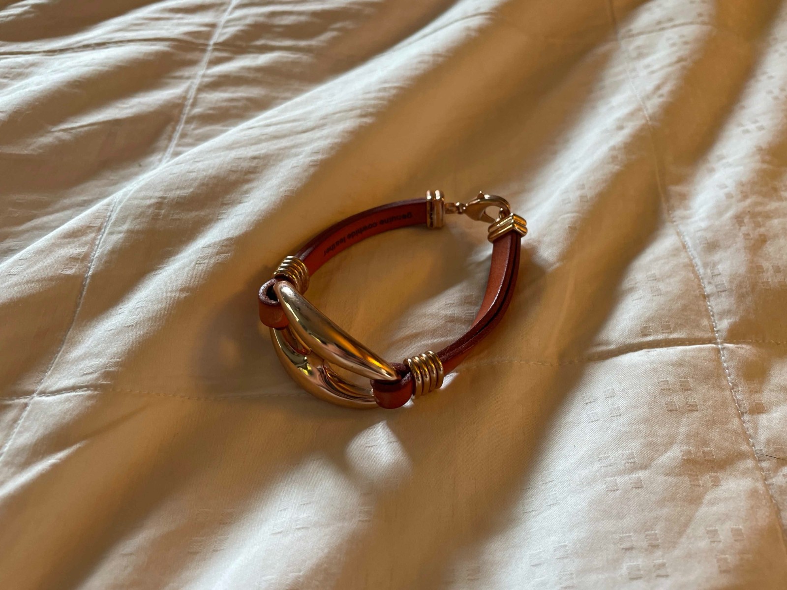 Real RawCowHide Bracelet Bronze Gold Milor Italy