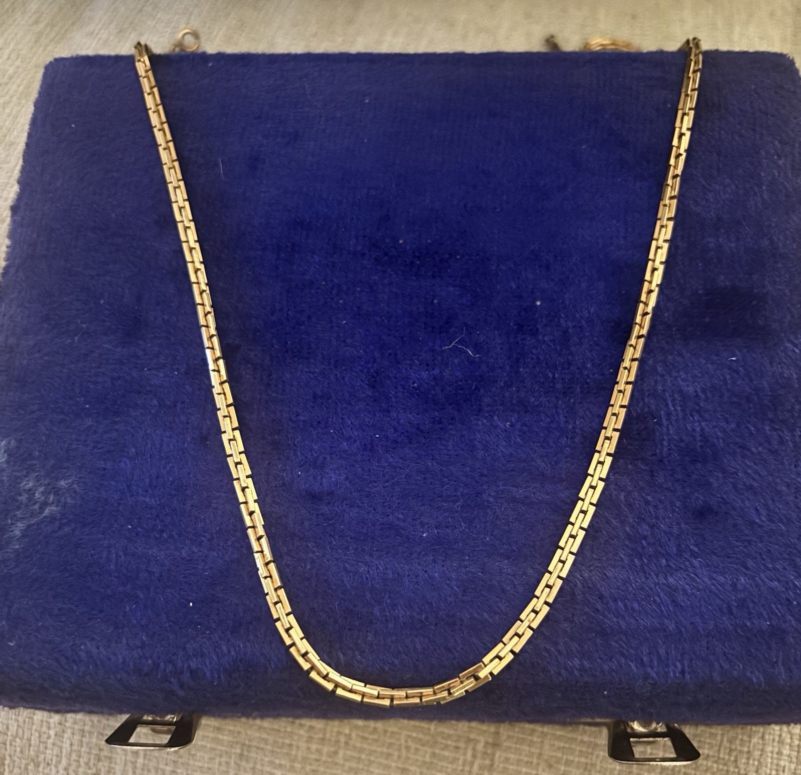 Vintage 1/20 12K GF Gold Filled 25″ Geometric Bar Box Link Chain Necklace Opera