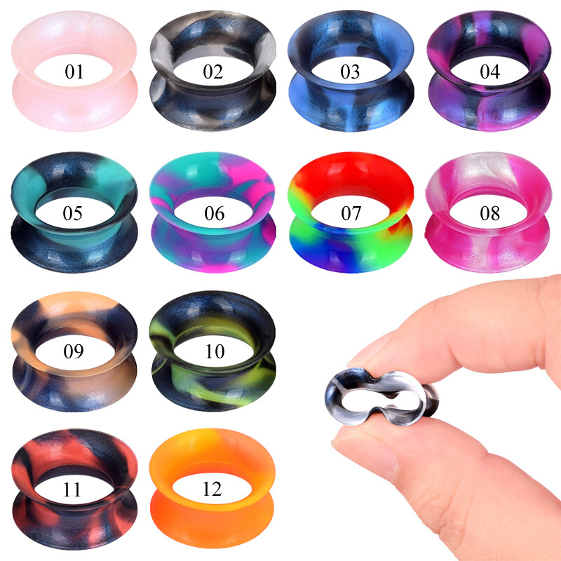 2PCS Soft Thin Silicone Ear Gauges Earskin Earlets Flexible Ear Plugs Tunnels