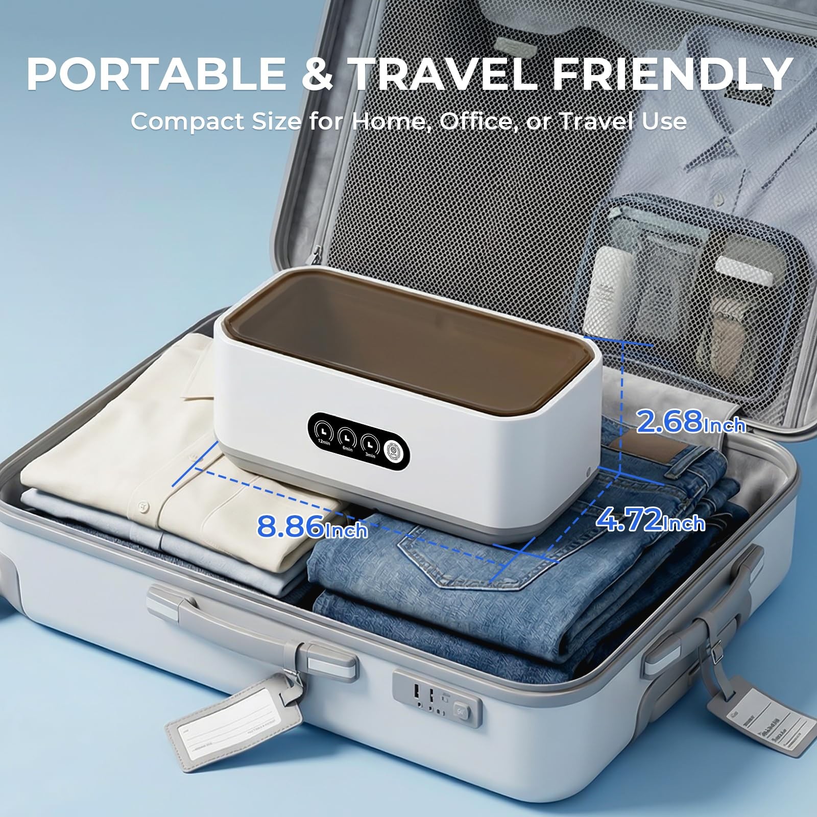 Ultrasonic Cleaner, 49KHz Professional Ultrasonic Cleaning Machine, 650ml Tan…