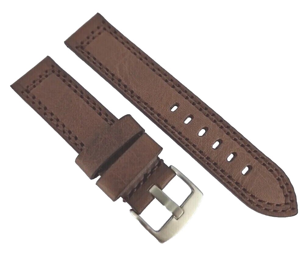 LAZIO 20, 22, 24, 26, 28mm Brown Calfskin Watch Bracelet / D24