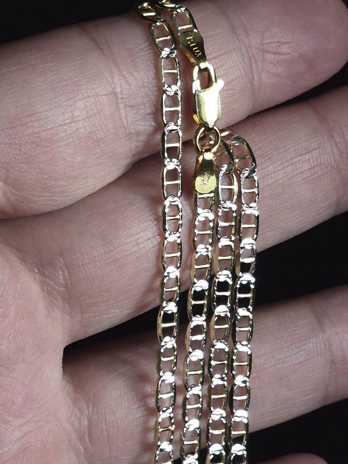 Solid 20in 3.6mm 14k Gold Over .925 Silver Mariner Link Chain Flat 6.43g Plux