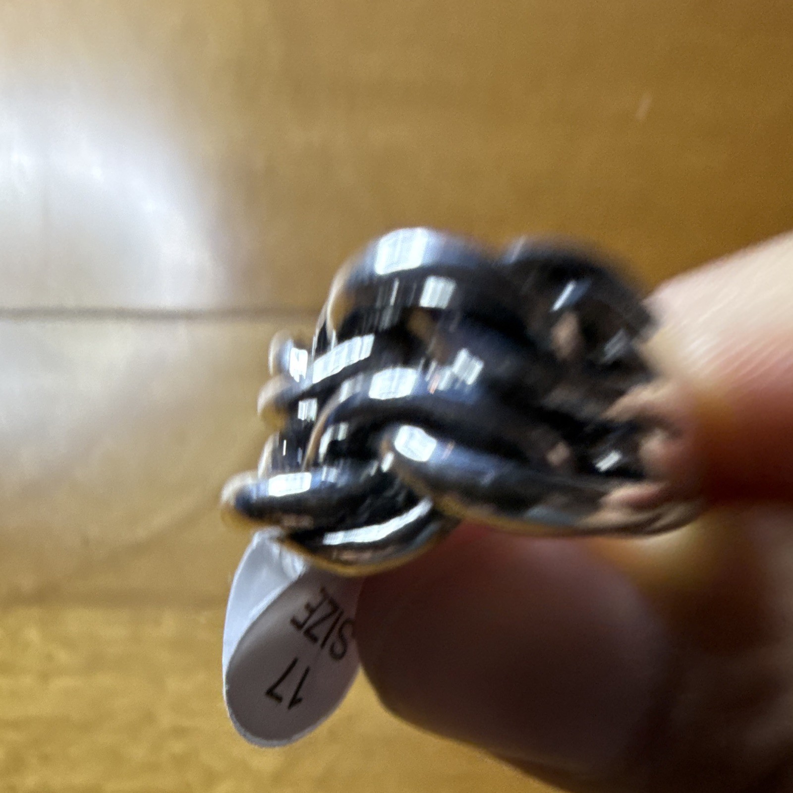 Silver Tone Chain Link Band Ring Size 17 No Stone Metal Fashion