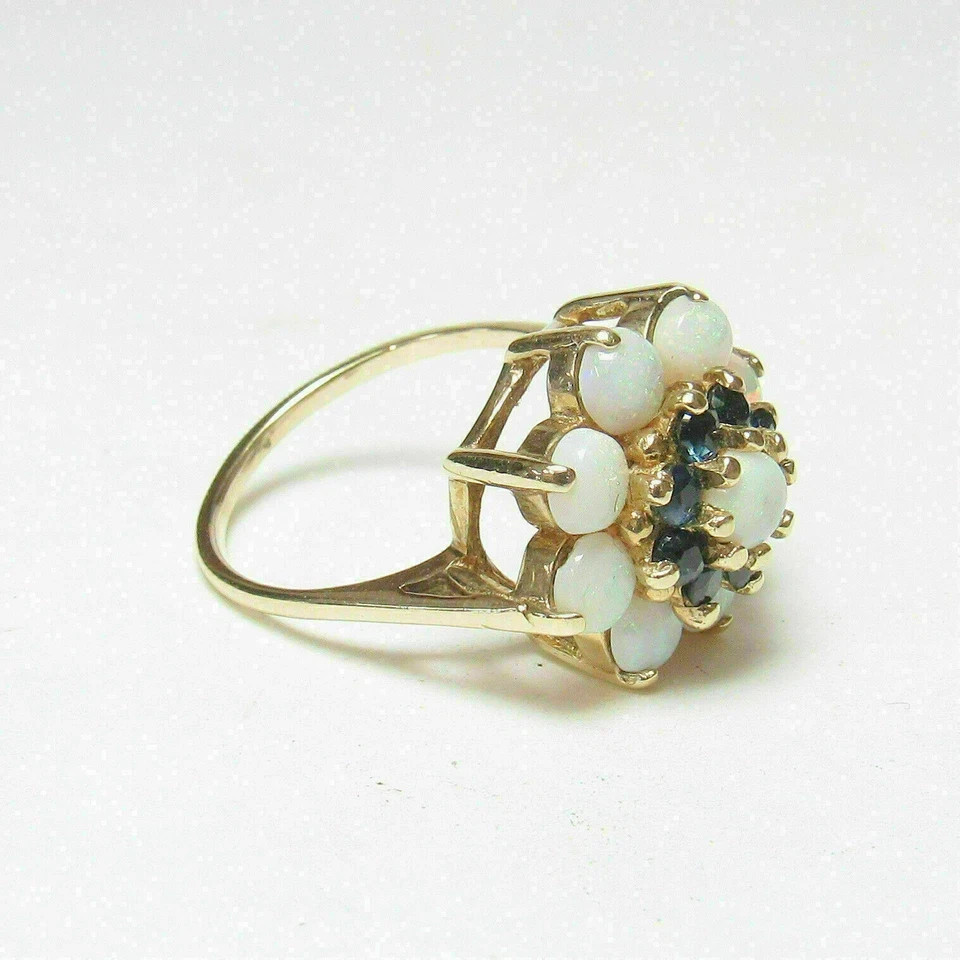 1.70Ct Round Cut Fire Opal Flower Engagement Ring 14K Yellow Gold Over