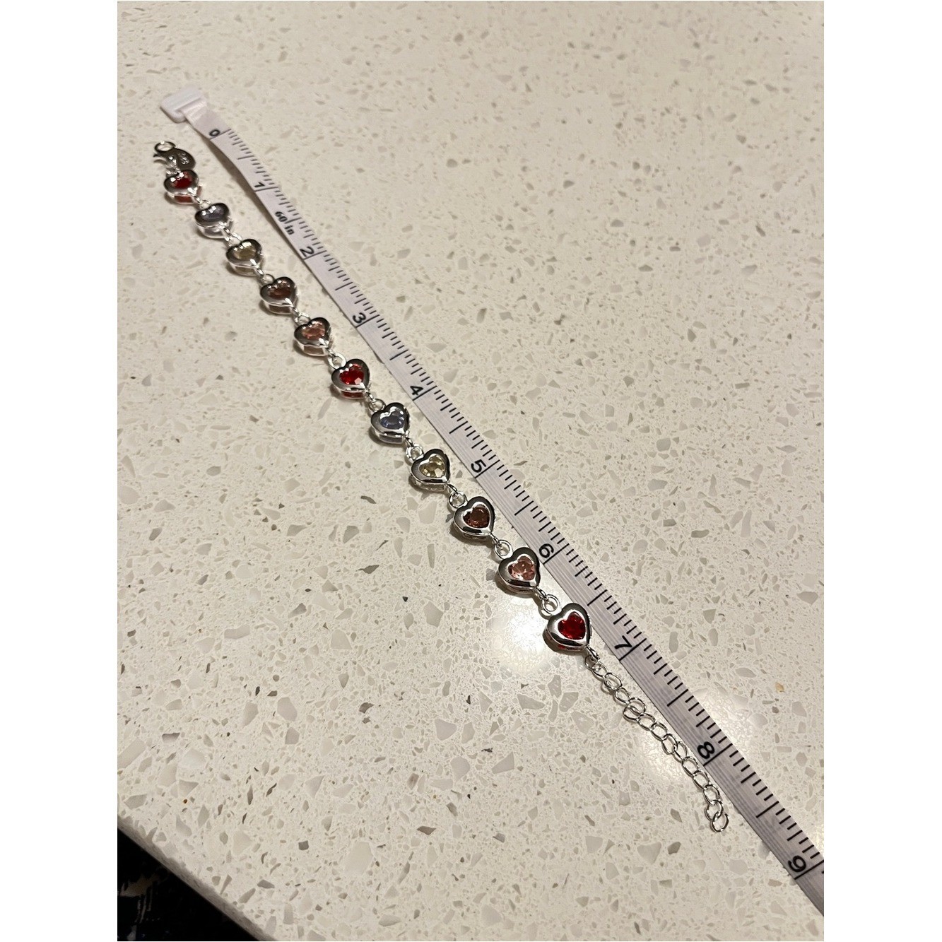 925 Sterling Silver Plated Elegant heart Charm Bracelets with Crystal Stones