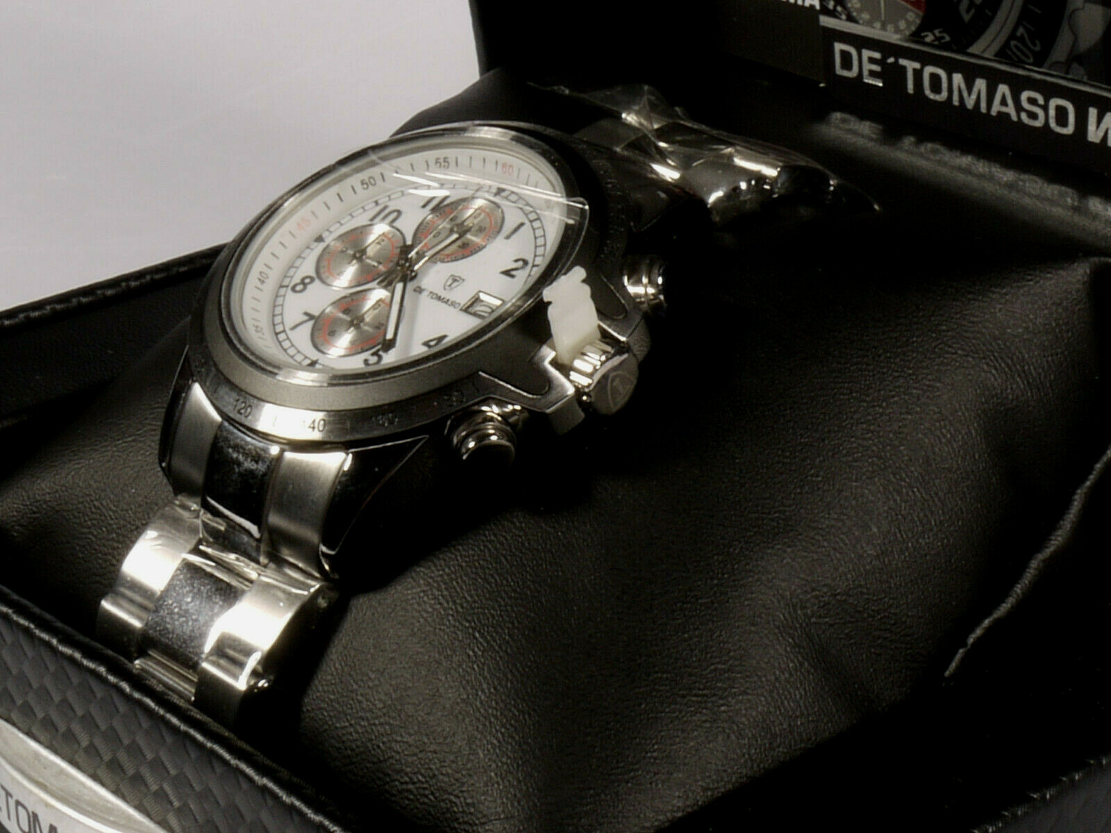 PRL) DETOMASO CHRONOGRAPH STEEL WRIST WATCH MONTRE QUARTZ WRIST WATCH