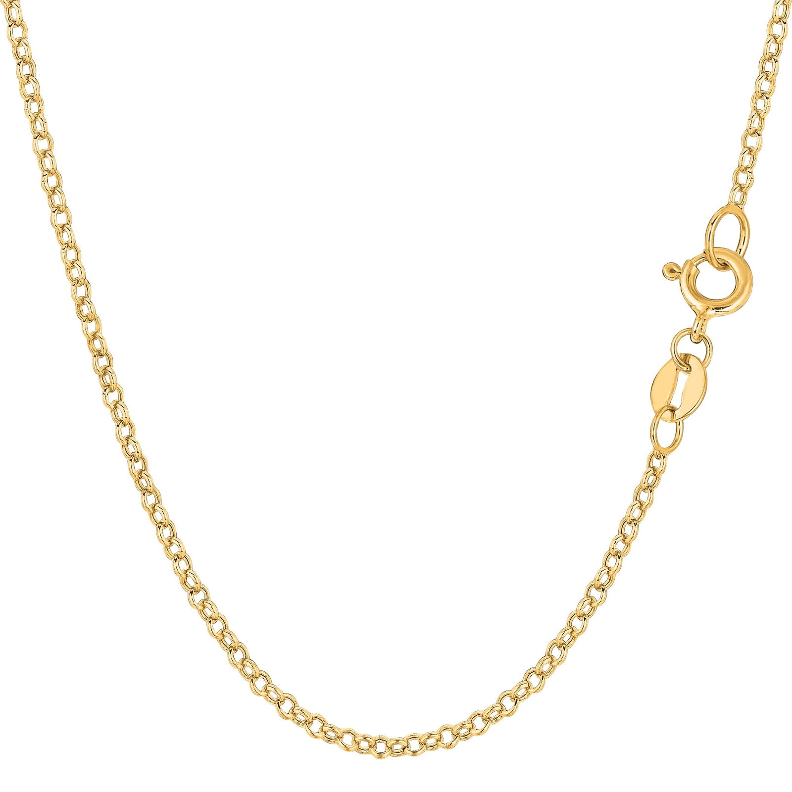 10k Yellow Real Gold Round Rolo Link Chain Necklace, 1.9mm, 16″