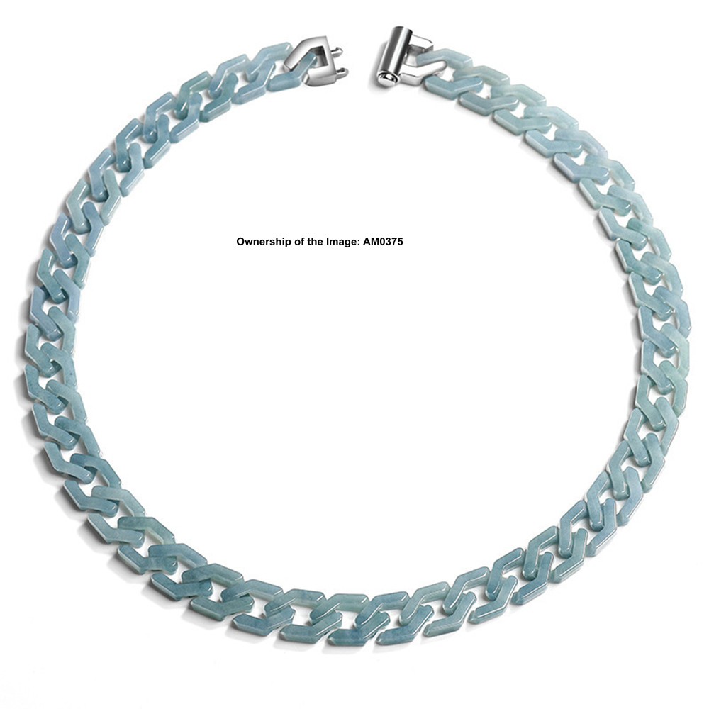 New Natural Grade A Jade ICY Blue Jadeite Curb Link Handmade Necklace Bracelet