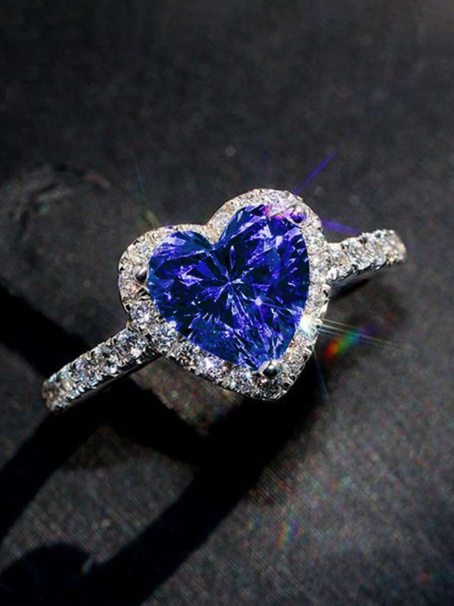 Fashion Women Luxury Heart Shaped Cubic Zirconia Wedding Engagement Ring Jewelry