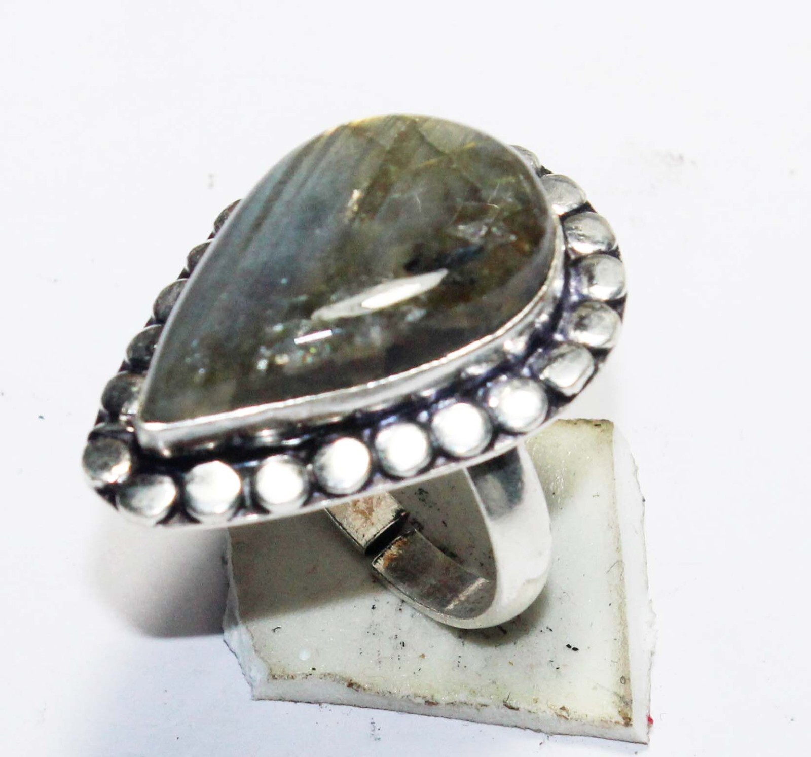Top Labradorite Pear Shape Gemstone Handmade Ring Jewelry Free Size