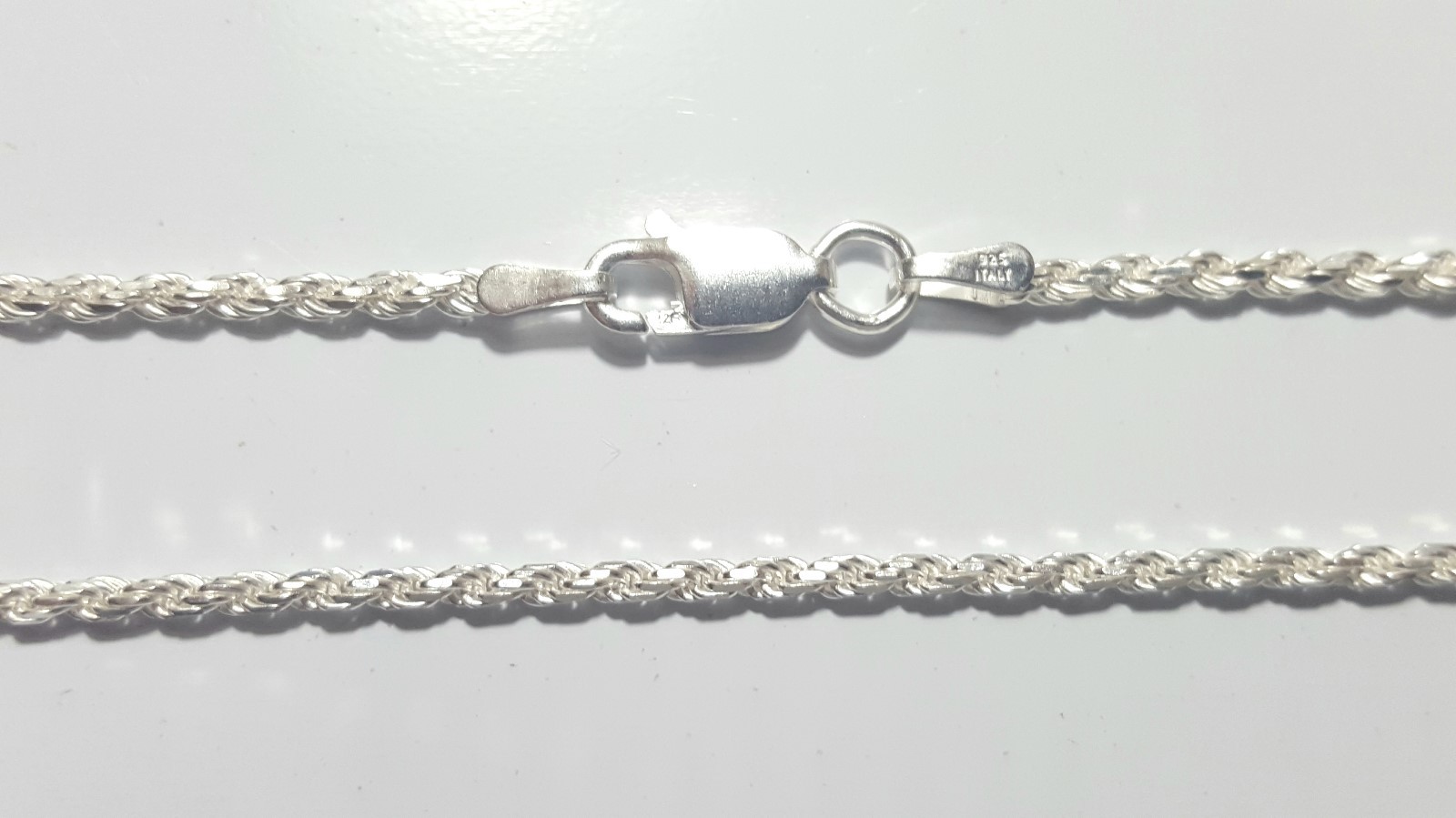 Rope Link Bracelet 8 inch Long 925 Sterling Silver 2 mm wide made in Italy