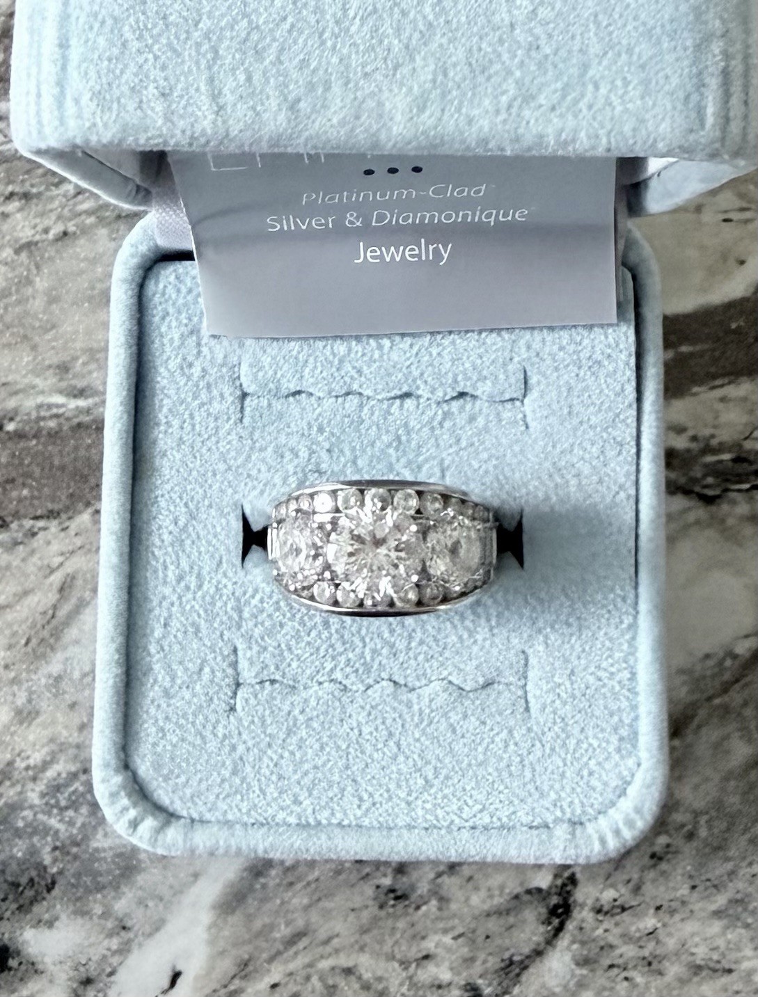 Epiphany Platinum Clad Diamonique Ring ~ Size 6 Gorgeous