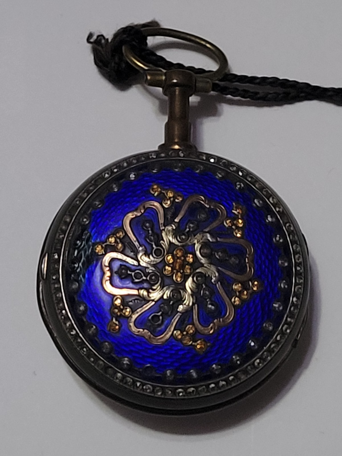 1770s Gudin Paris Verge Fusee Pocket Watch Silver Gold Inlay Enamel Key RUNNING