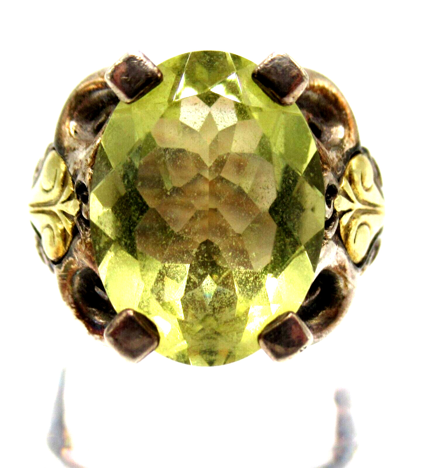 ANN KING 925 & 18K Gold Genuine Lemon Yellow Quartz Ring Size 8