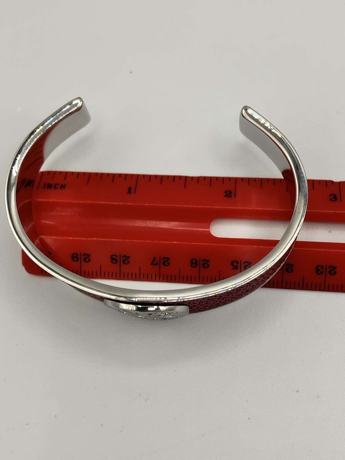 Rustic Cuff Red Stingray Leather Cuff Bracelet Silver Logo Americana Gift Box