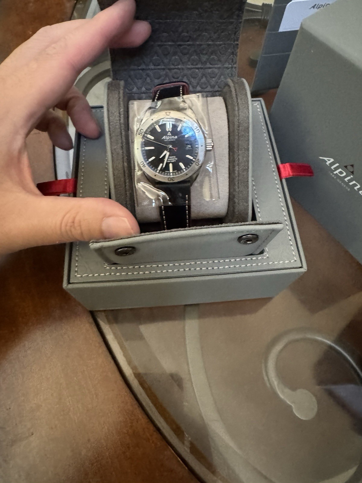 Alpina Alpiner 4 Automatic 44mm Black Dial Date Leather Strap Box Papers