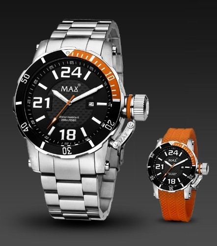 “Max Diver” 5-MAX545, 47mm stainless steel case, black dial, silver strap