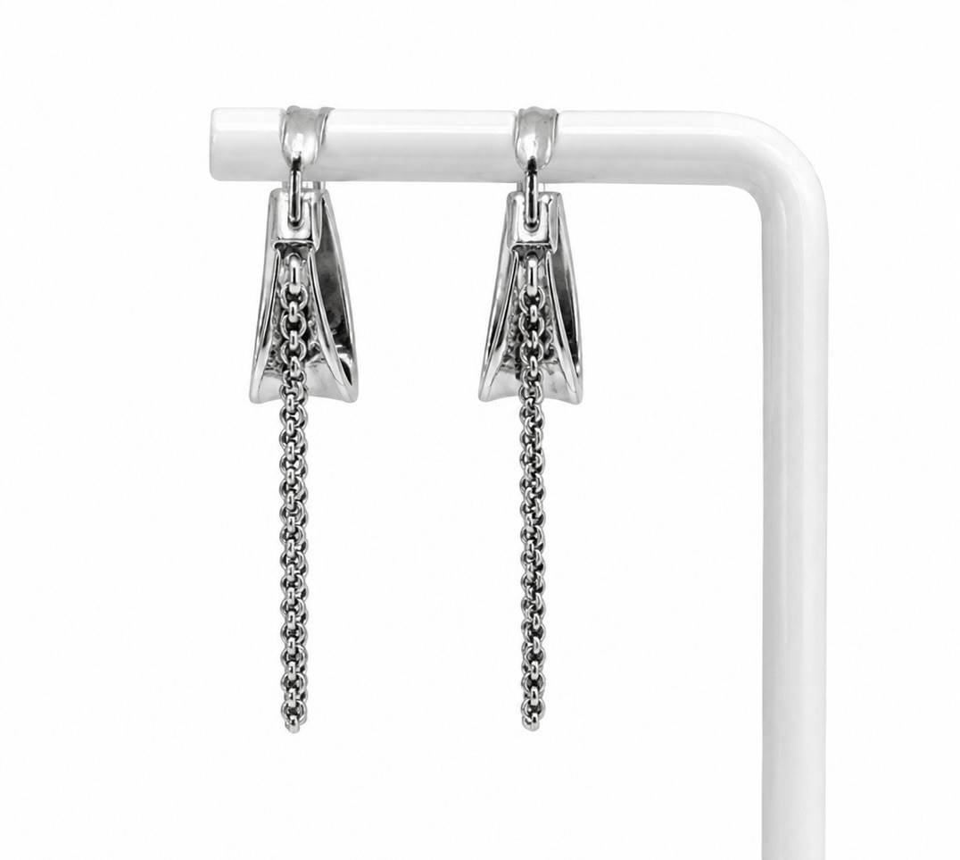 925 Silver Chunky Chain Hoop Earrings Minimalist Dangle Huggie Earrings 422