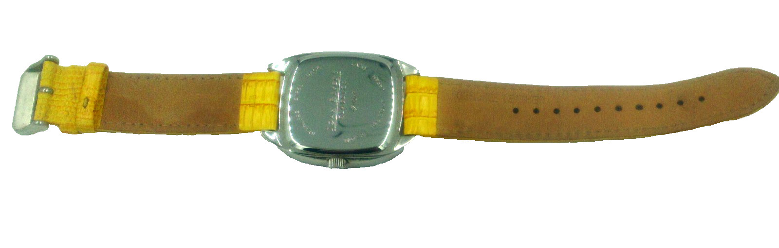 Joan Rivers Classics Yellow Leather Silver Tone CZ Watch V377 Needs Battery