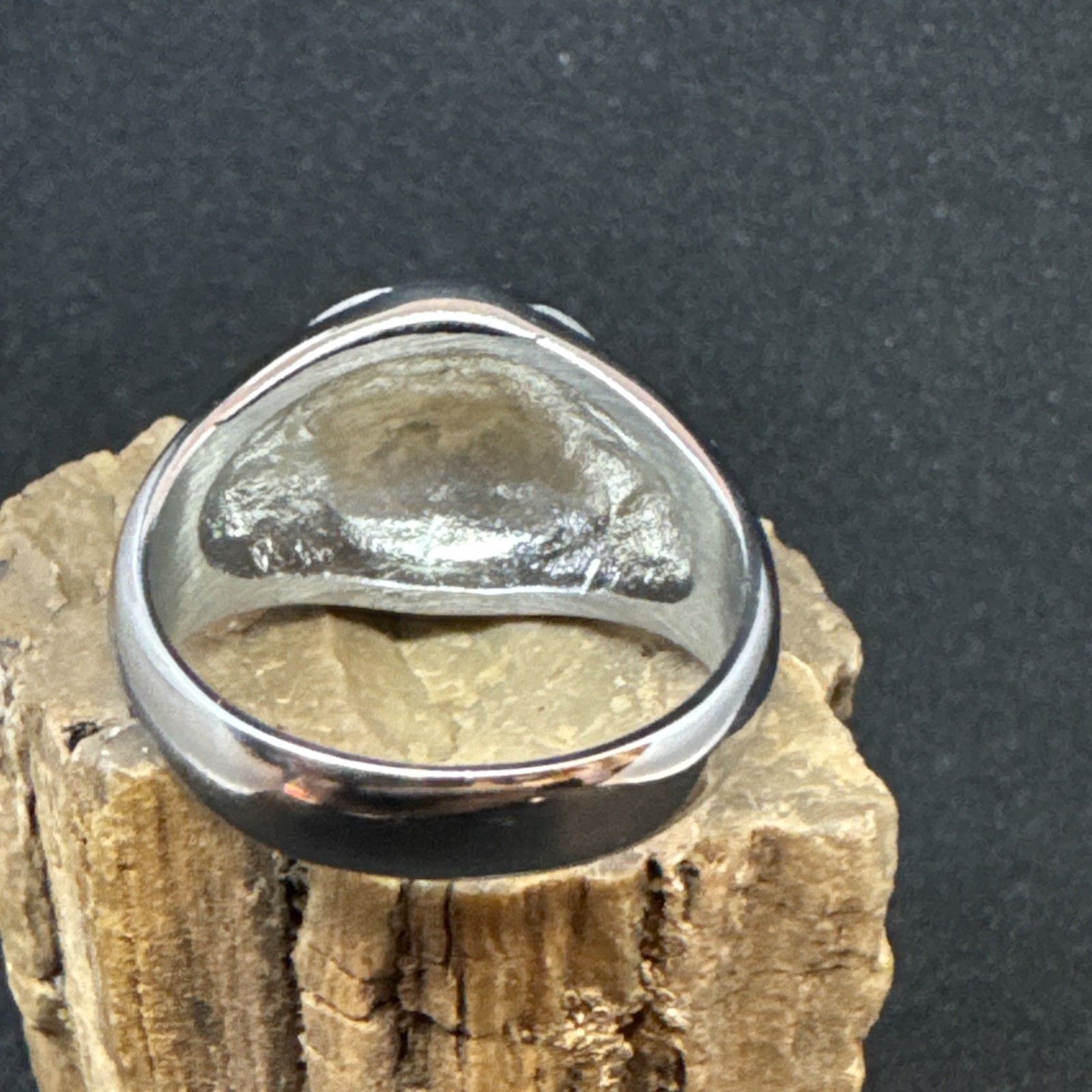 Cross Ring Stainless Steel High Polish Oxidized 12mm Face Width 5mm Band
