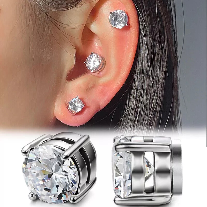 Magnetic Stud Earrings 6/ 8MM For Women Men Non-Piercing- Pair Stainless Steel