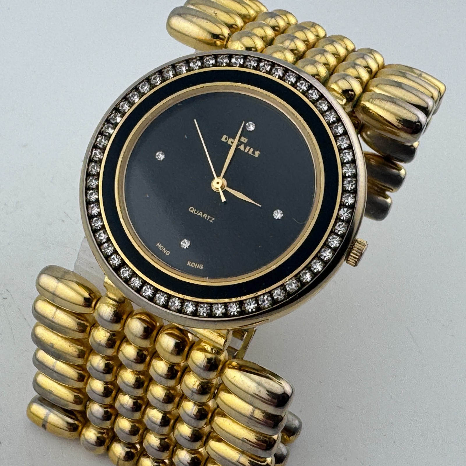 Vintage Details Quartz Watch Unisex 41mm Gold Tone Wide Band ~ For Parts Repair