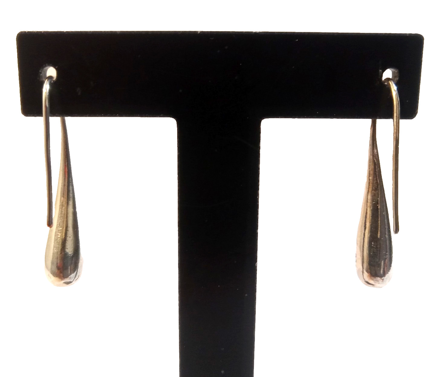 Sterling Silver 925 Puffy Teardrop Earrings 1″ Drop Makers Marked Modernist
