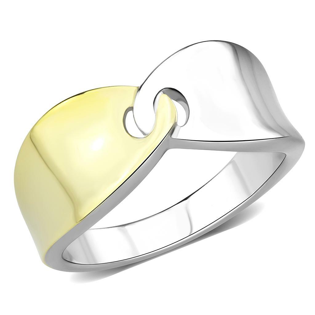 TK3630 – Two-Tone IP Gold (Ion Plating) Stainless Steel Ring with No Stone