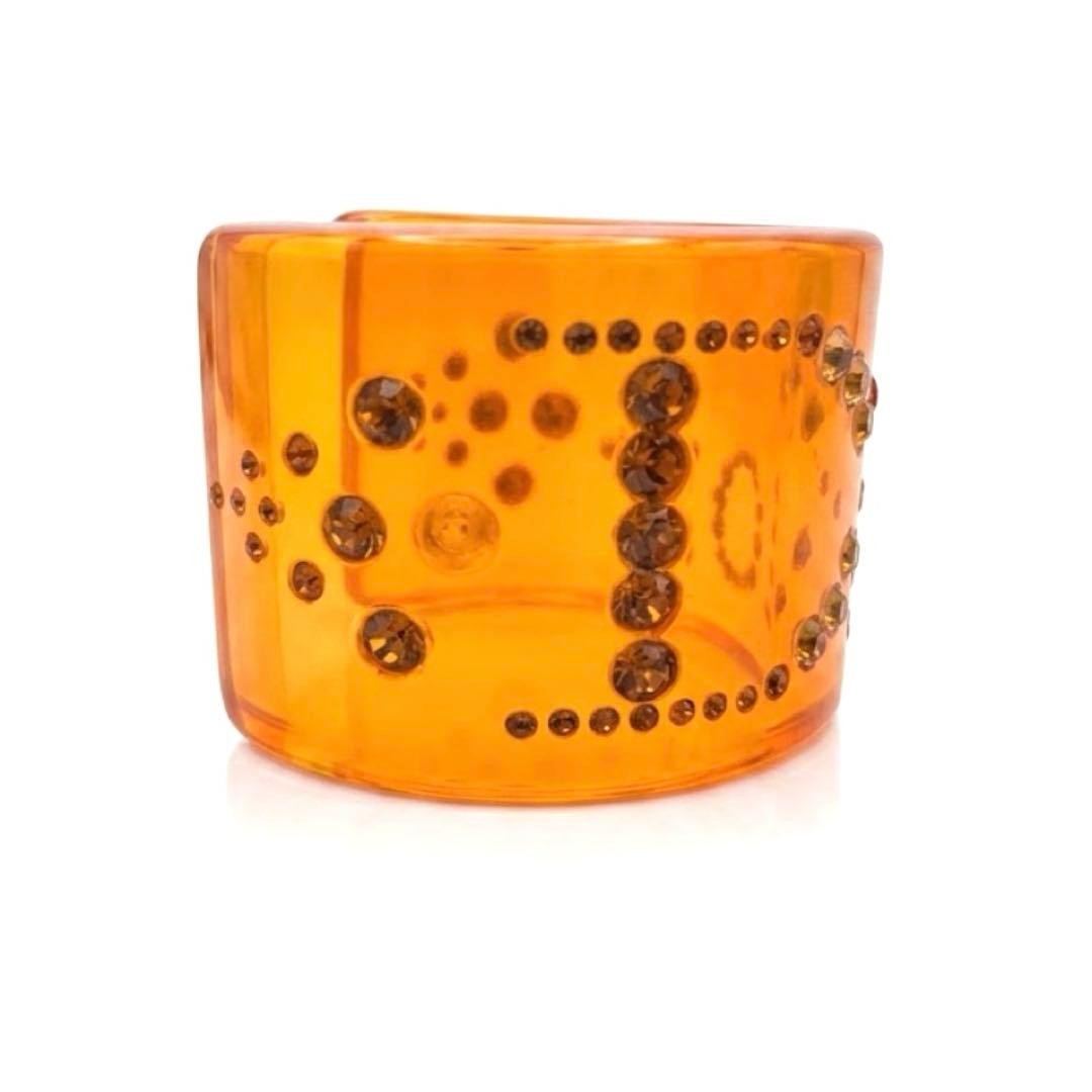Christian Dior Bangle Cuff Bracelet Orange Logo Studs Women’s Accessory