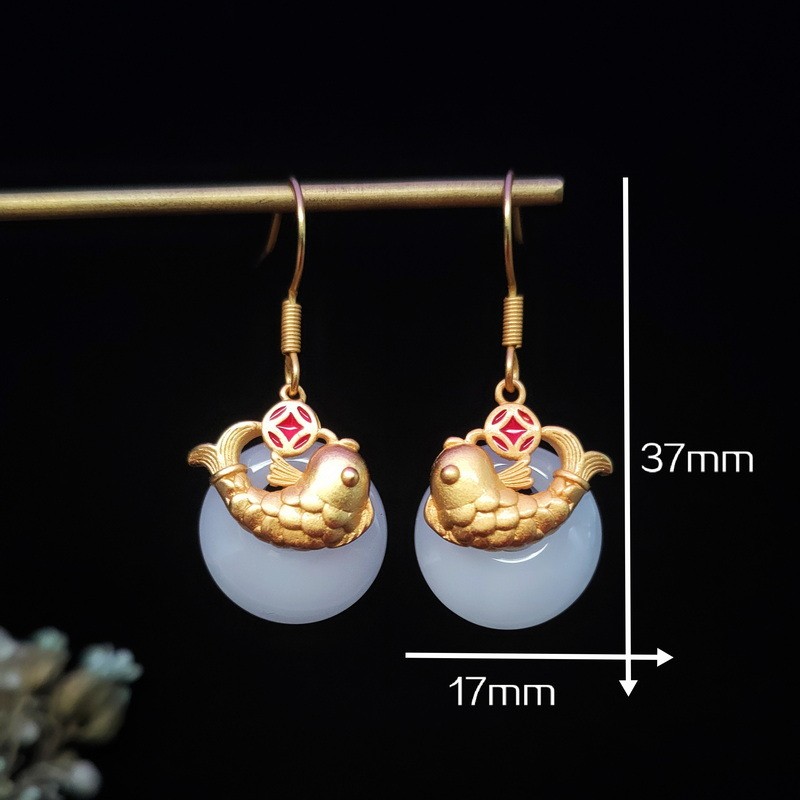 New Faux Chalcedony Donut Dangle Earrings Chinese Women