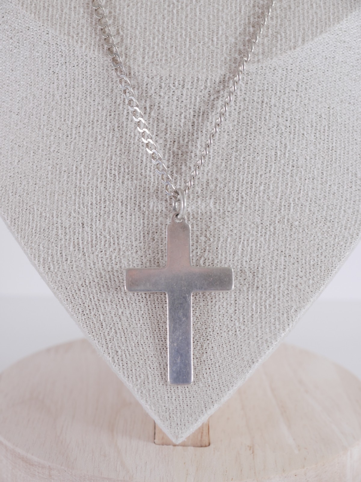 Sterling Silver 925 Cross Pendant Necklace 51cm 11.76g Large Plain Christian