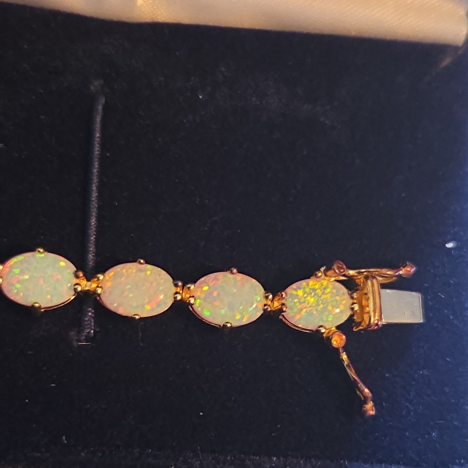 Opal Fire Allure 10 carat Opal Tennis Bracelet Sz 7.5. Sterling & 14k plate