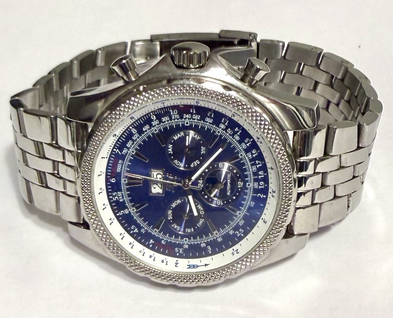 49mm Auto PILOT & MASTER CALENDAR | Blue | XL Slvrtn Bracelet | 32 DEGREES Watch