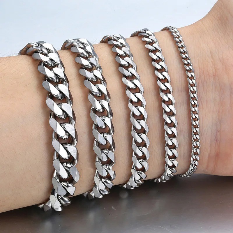 Cuban Link Chain Bracelet Stainless Steel 3/5/7/9mm Men Women Jewelry Gift