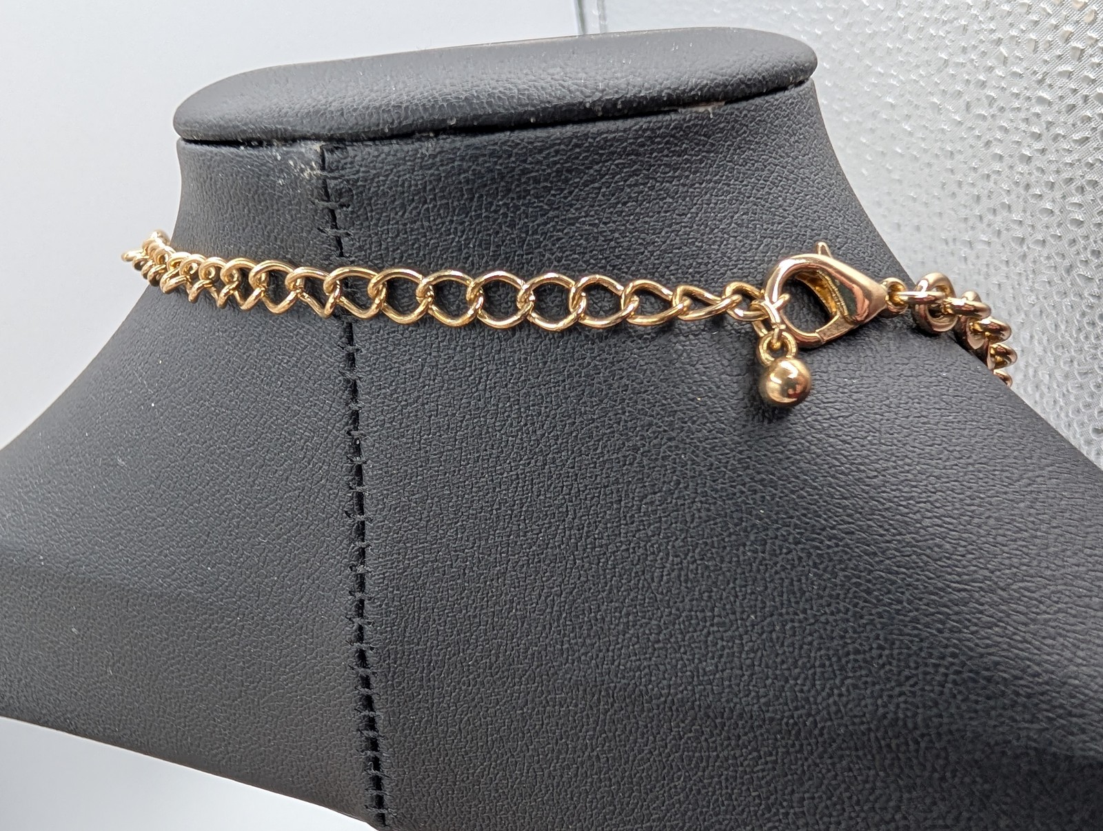 Gold Tone Statement Necklace Black Faceted Resin Gemstone Bib Collar Chain