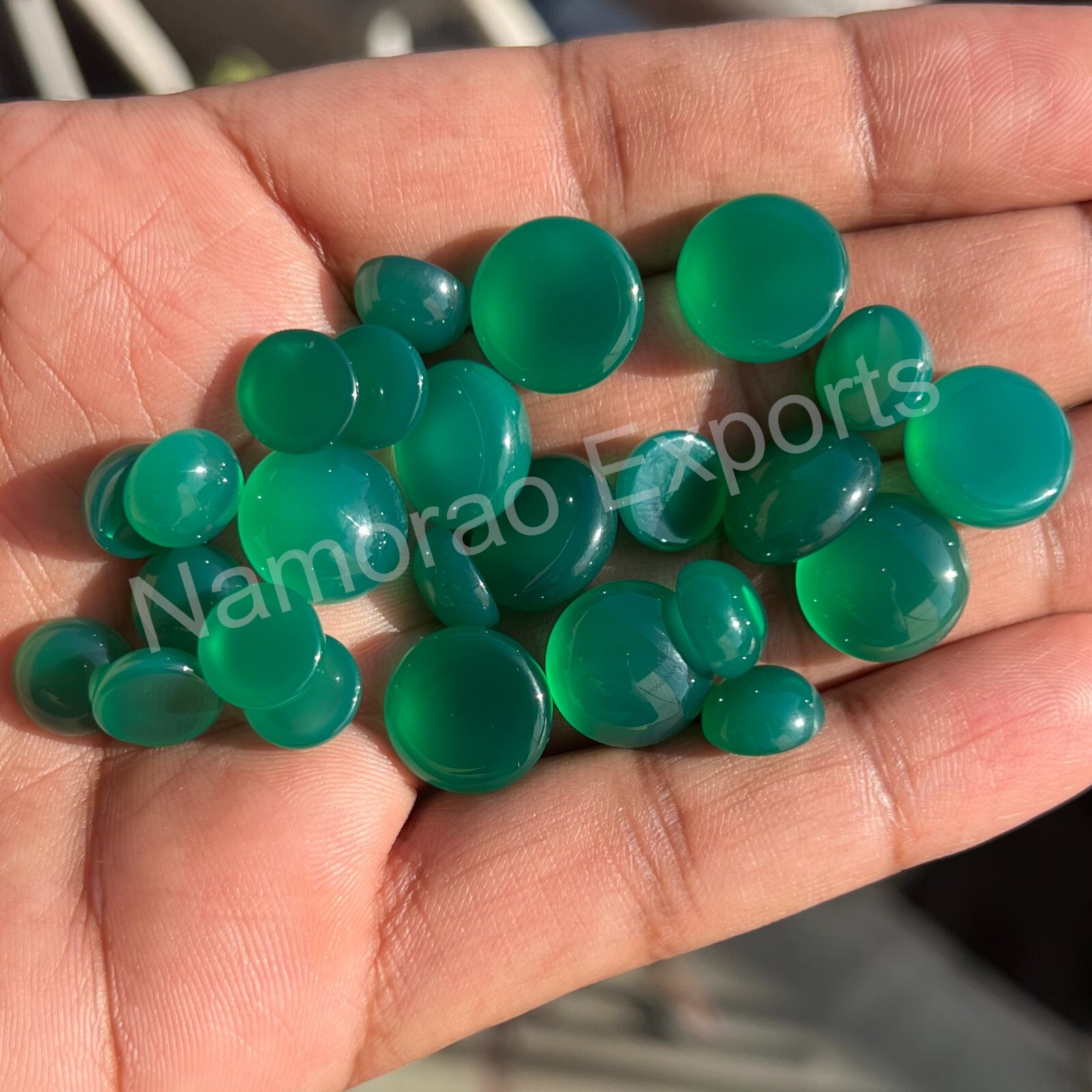 Natural Green Onyx Round 3×3 mm to 20×20 mm Loose Cabochon Jewelry Gemstone