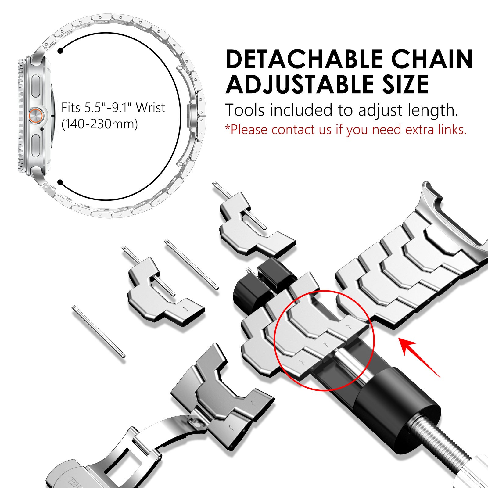 Titanium Band For Samsung Galaxy Watch 8/8 Classic Rugged Metal Business Strap