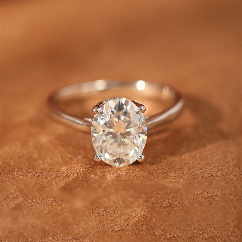 1CT 2CT Oval Cut D Color Moissanite Solitaire Engagement Ring Band 925 Silver