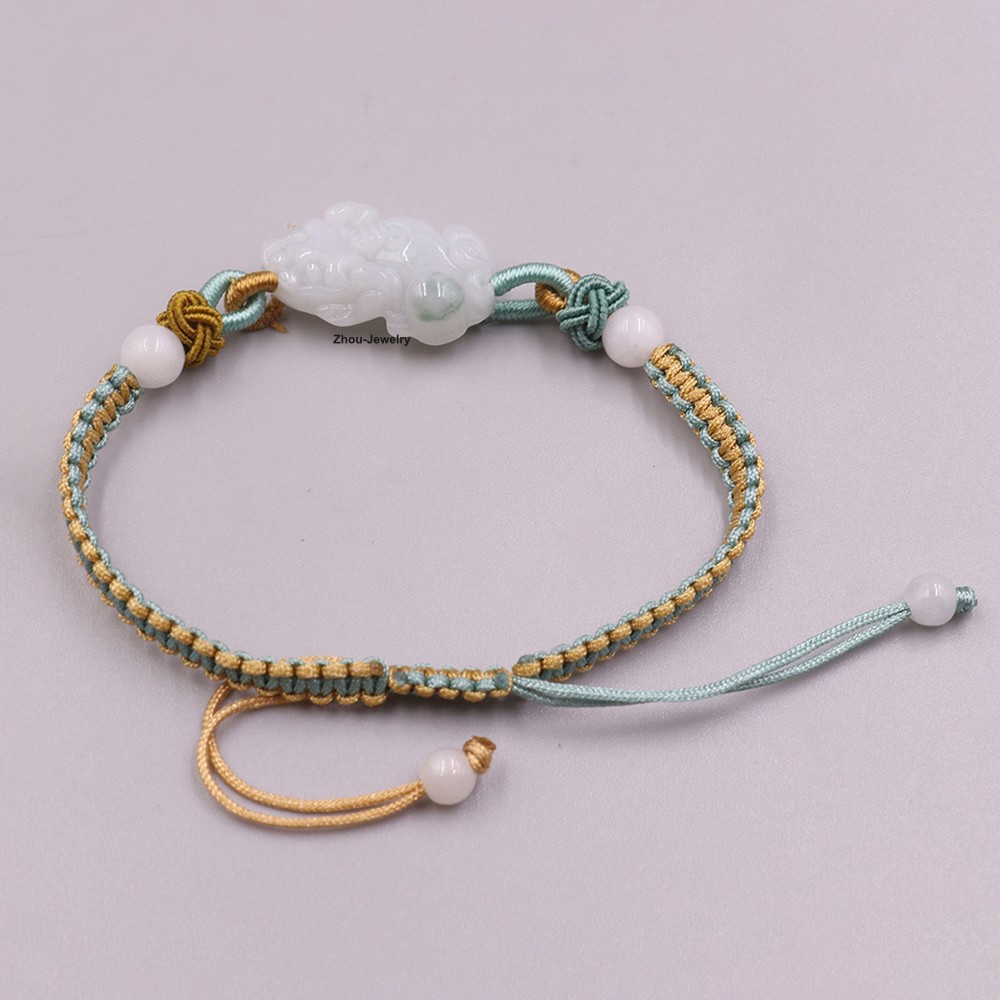 Natural Grade A Jade Pixiu Braid Handmade Women’s Bracelet Adjustable
