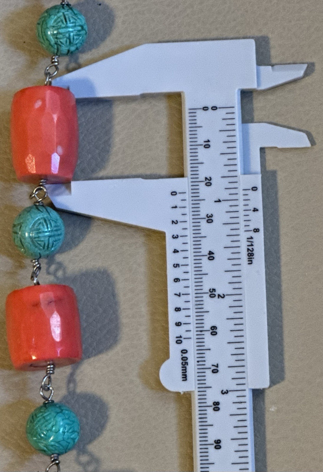 PINK CORAL NECKLACE MATCHING FACETED BEADS-TURQUOISE-SILVER 925-80 CM