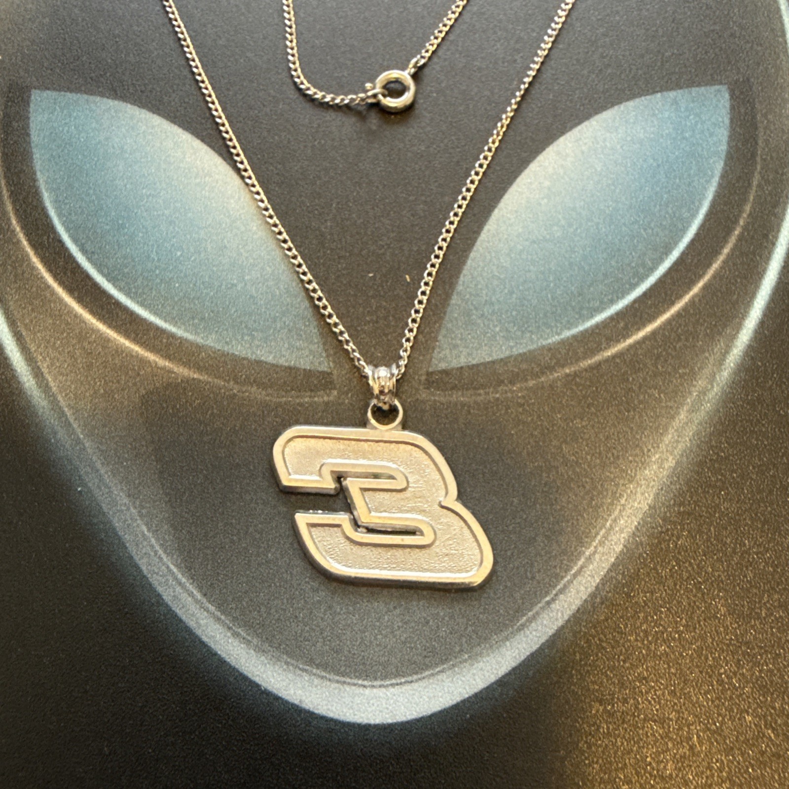 925 Sterling Silver #3 Pendant Chain Necklace