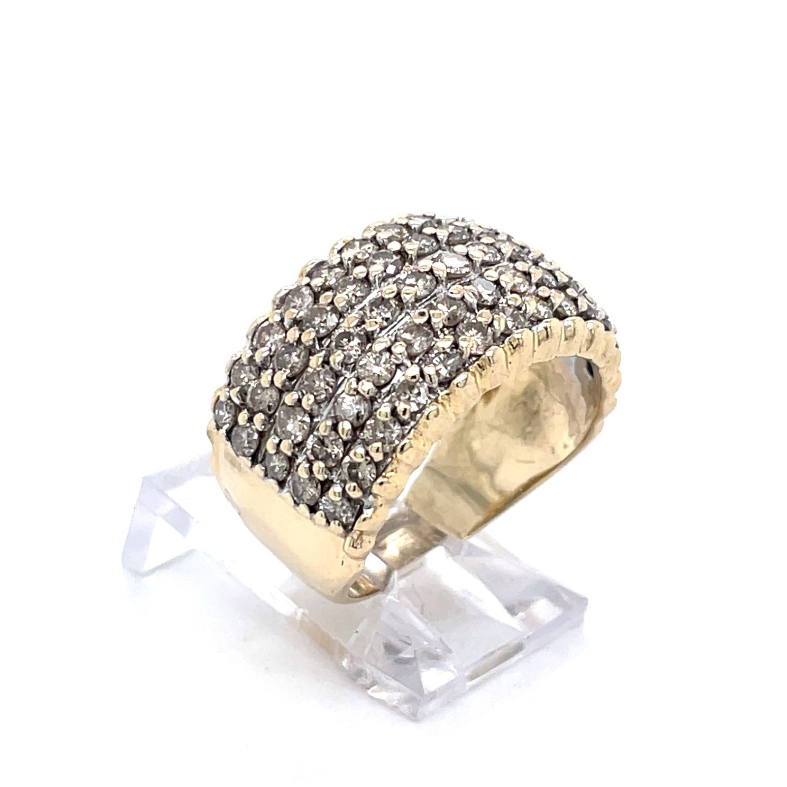14k Yellow Gold 5 Row 1 Ct Tw Diamond Band Ring Size 7 – 6.3 Grams