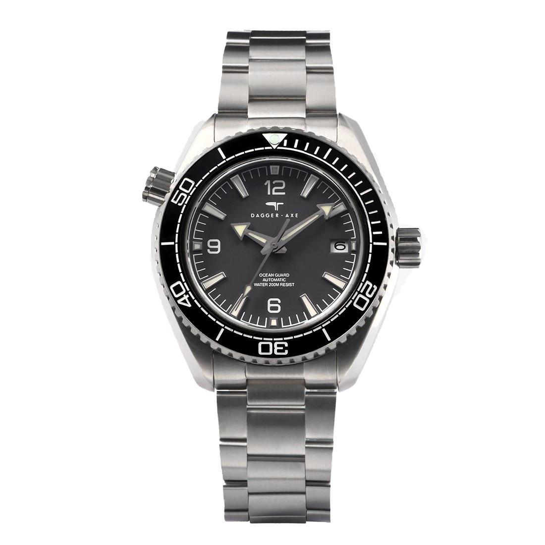 Dagger Axe The Ocean Automatic Titanium Black Steel Sapphire Date Men’s Watch